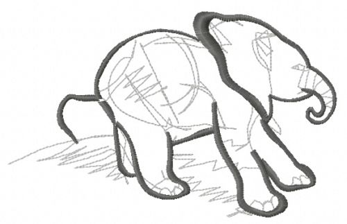 Elephant sketch 6 machine embroidery design
