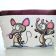 Embroidered cosmetic bag with mice designs