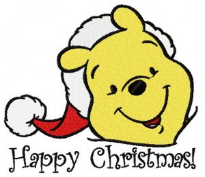 Winnie the Pooh in santa hat 3 embroidery design