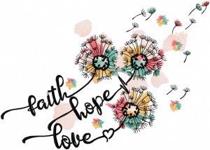 Dandelion faith hope love embroidery design