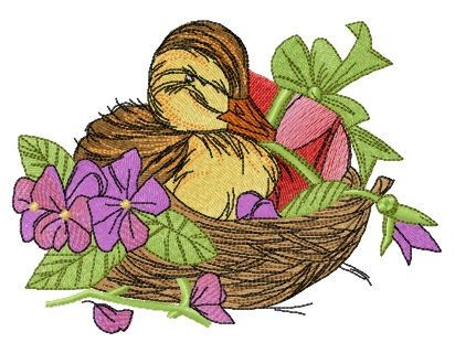 Duck in the nest machine embroidery design