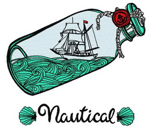 Ship in the bottle machine embroidery design