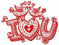 I love you embroidery design