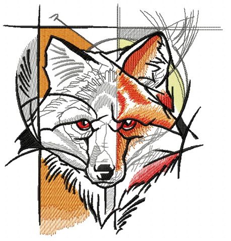 Fox street art machine embroidery design