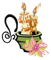 Two candles embroidery design