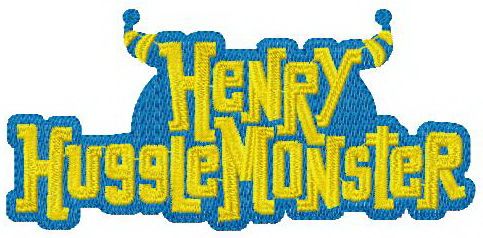 Henry Hugglemonster logo machine embroidery design