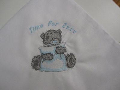 Teddy Bear and  time zzzz embroidered design