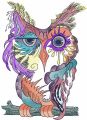Owl in color embroidery design