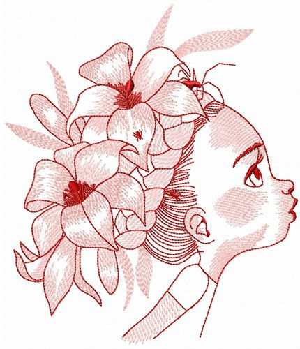 Curious girl machine embroidery design