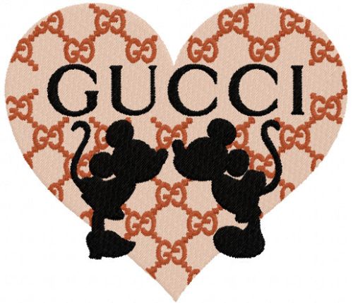 Mickey Gucci heart free embroidery design