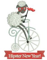 Hipster New Year embroidery design