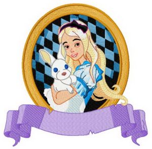 Alice with bunny embroidery design
