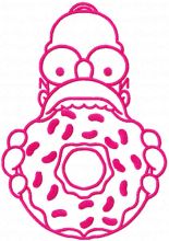 Homer Donut pink embroidery design