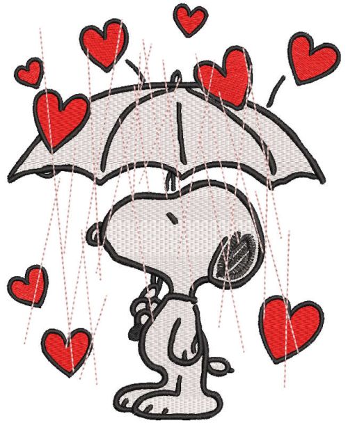 Snoopy Raining Hearts embroidery design