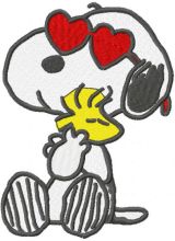 Snoopy loving woodstock  embroidery design