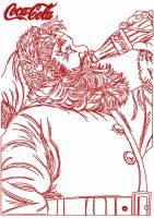 Santa drink coca cola redwork embroidery design