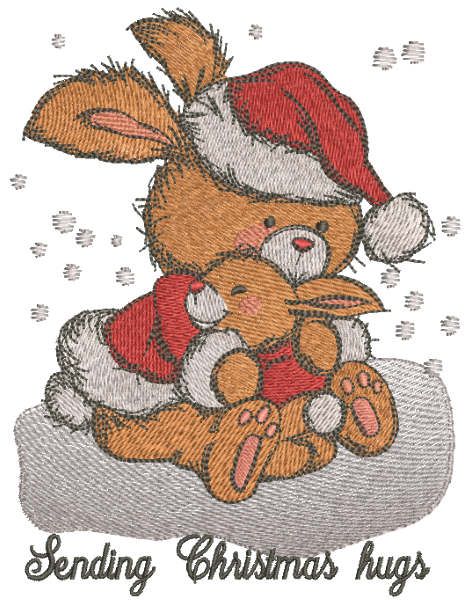 Sending Christmas hugs embroidery design