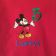 Embroidered Mickey Mouse Welcome design on red t-shirt