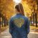 Women with denim jacket  Golden tree heart embroidery design