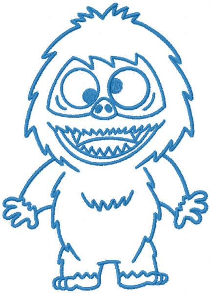 Abominable one colored embroidery design