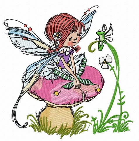 Mushroom fairy machine embroidery design