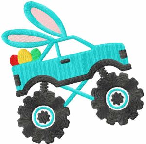 Easter Bunny truck embroidery design