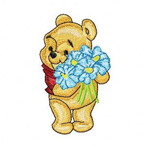 Baby Pooh with Flowers  embroidery design