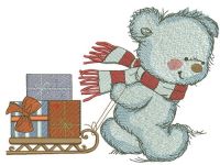 Bear in a warm striped scarf 3 embroidery design