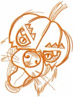 Pumpkin dog one colored embroidery design