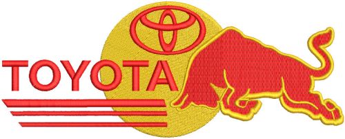 Toyota red bull embroidery design