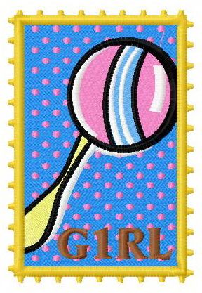 Postage stamp girl 2 machine embroidery design