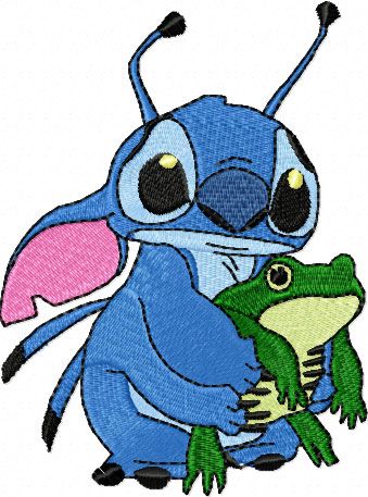 Stitch and Frog machine embroidery design