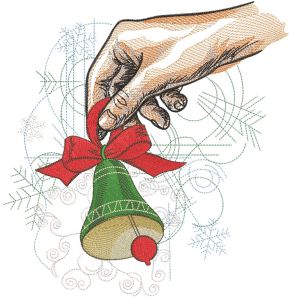 Christmas bell in hand embroidery design