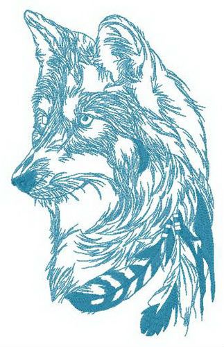 Spirit of forest wolf machine embroidery design