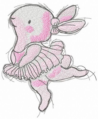 Bunny ballerina machine embroidery design