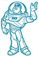 Buzz Lightyear waving hand embroidery design