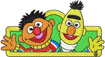 Ernie and Bert machine embroidery design