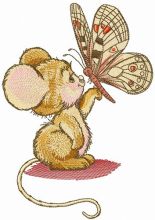 Mouse and butterfly embroidery design