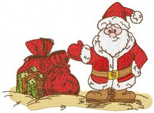 Santa Claus with Christmas gifts 2 embroidery design