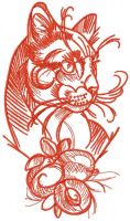 Stylish cat embroidery design