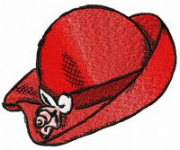 Red elegant hat embroidery design