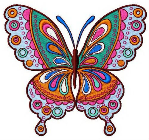 Rainbow butterfly machine embroidery design