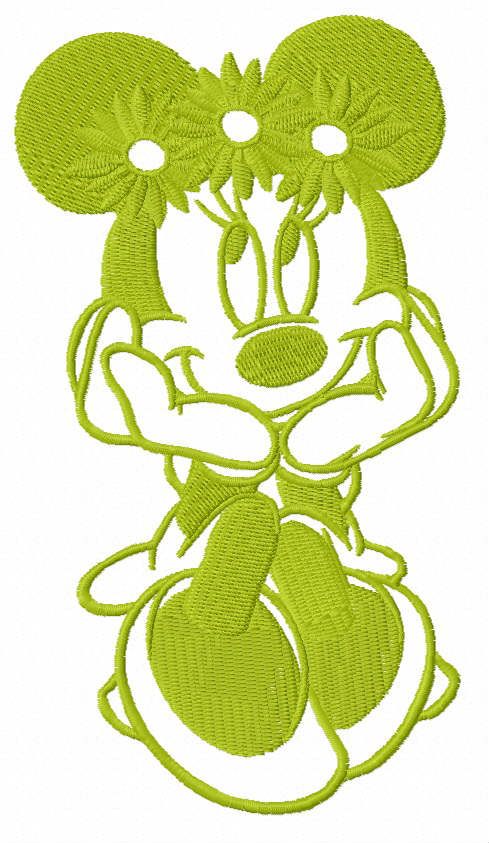 Minnie thinking machine embroidery design