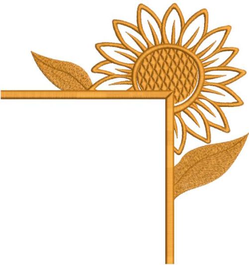 Fall sunflower corner embroidery design