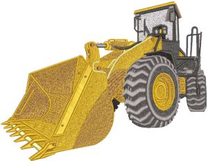 Yellow front loader embroidery design