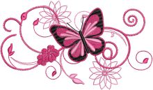 Butterfly swirl flower embroidery design