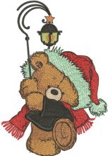 Teddy bear with lantern embroidery design