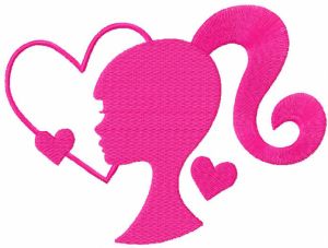 Barbie pink heart embroidery design