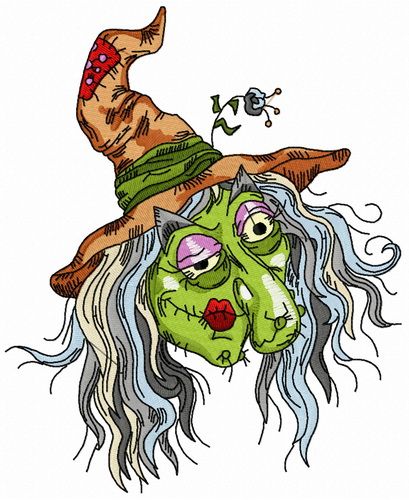 Ugly witch machine embroidery design