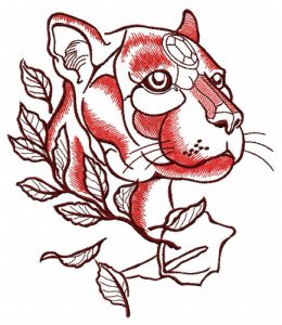 Cautious predator embroidery design